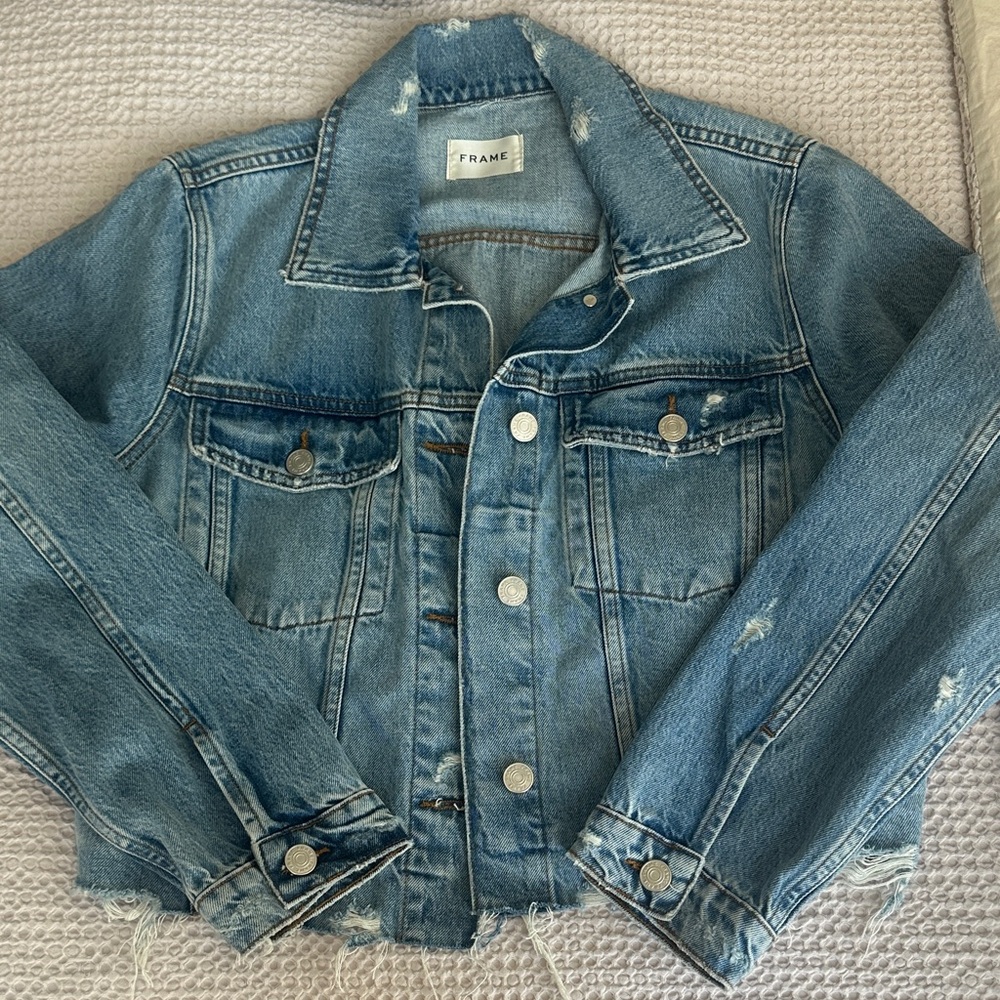 Frame Distressed Denim Jacket, S